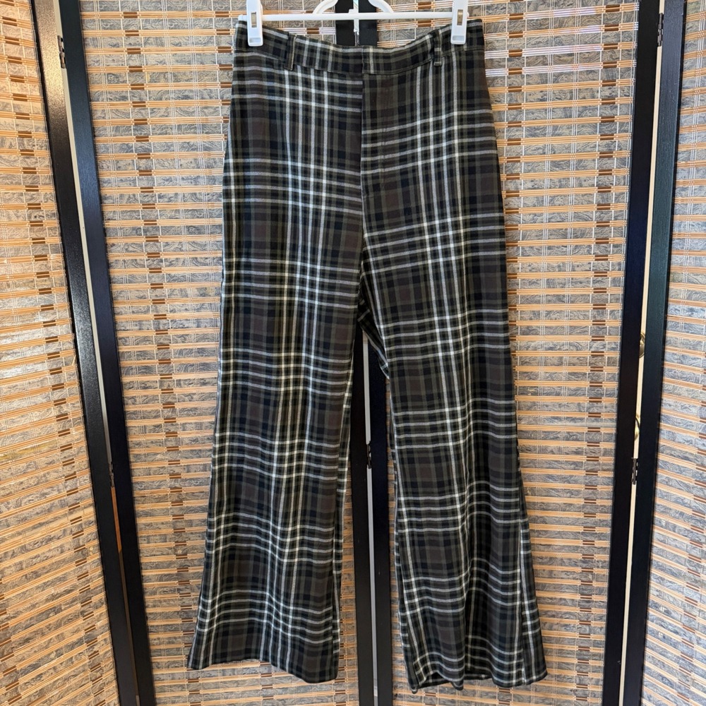 Free People Jules Plaid Wide Leg Pants Women 12 Dark Academia Trousers